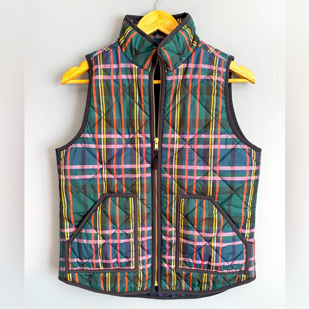 J. Crew Plaid Puffer Vest Size Small